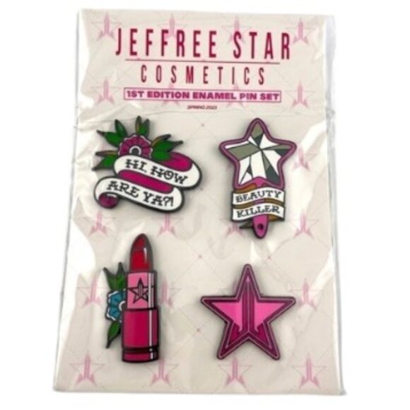 Jeffree Star Cosmetics 1st Edition 4 Piece Enamel Pin Set New - Picture 1 of 2